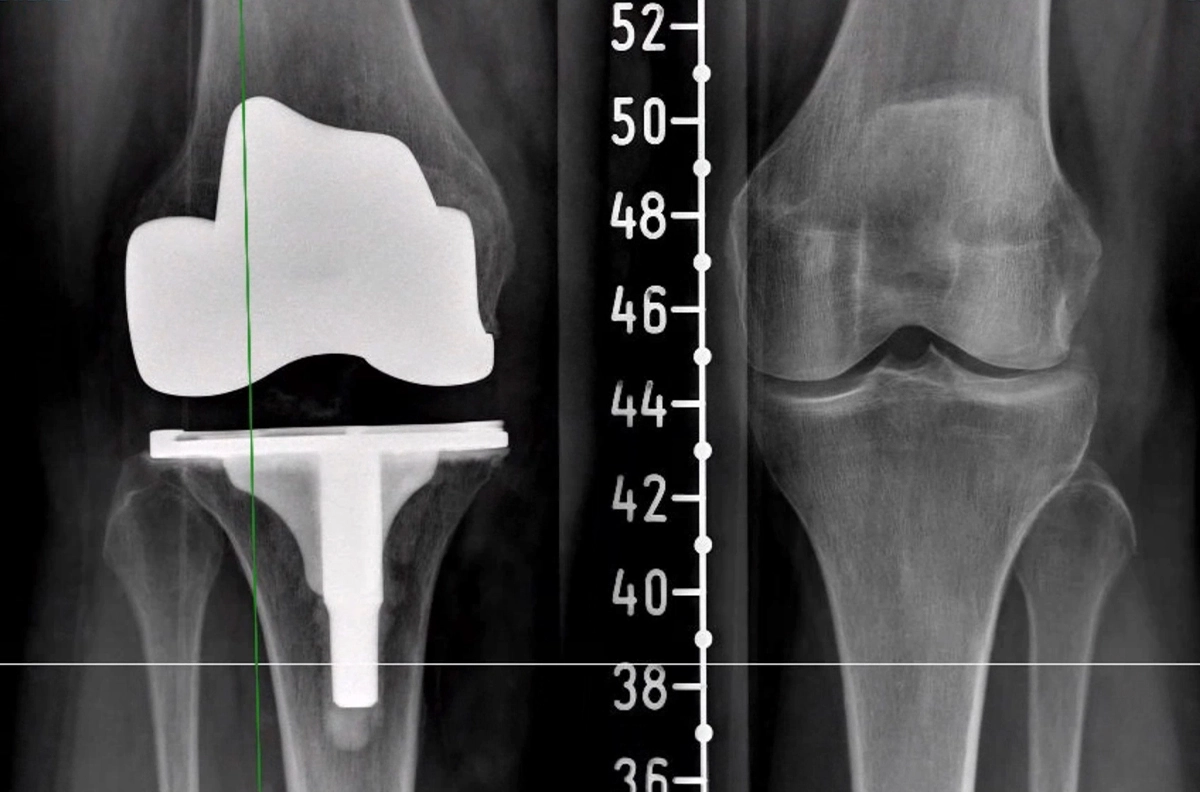 Radiografía de una artroplastia de rodilla